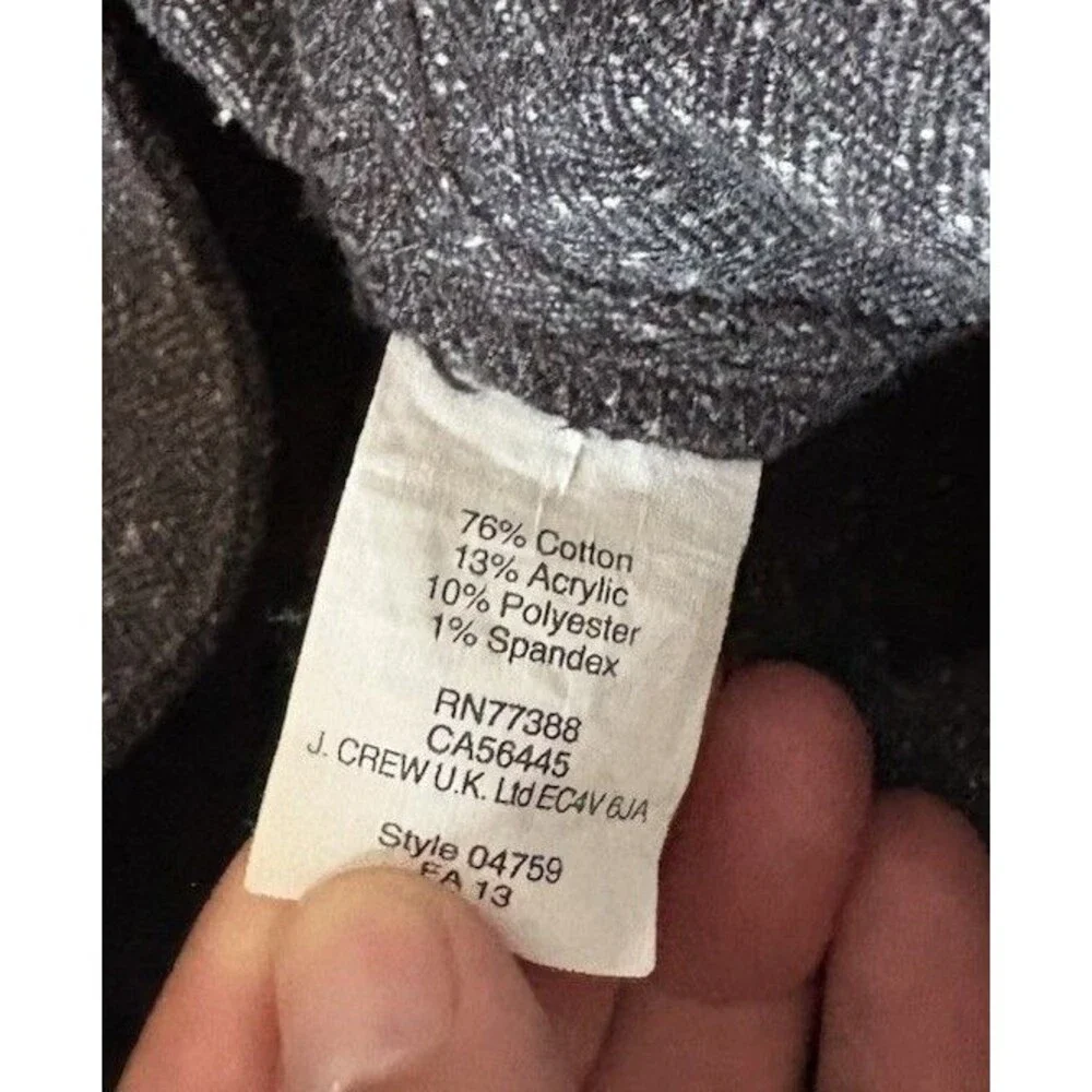 J Crew Gray Speckled Ankle Zip Skinny Dress Pants Size 0